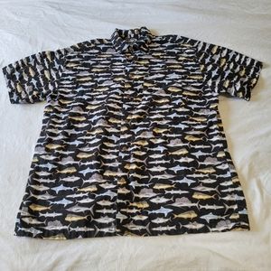 Vintage Mako Hawaii Sportswear Hawaiian Button Down Shirt XL Trophy Fish Print
